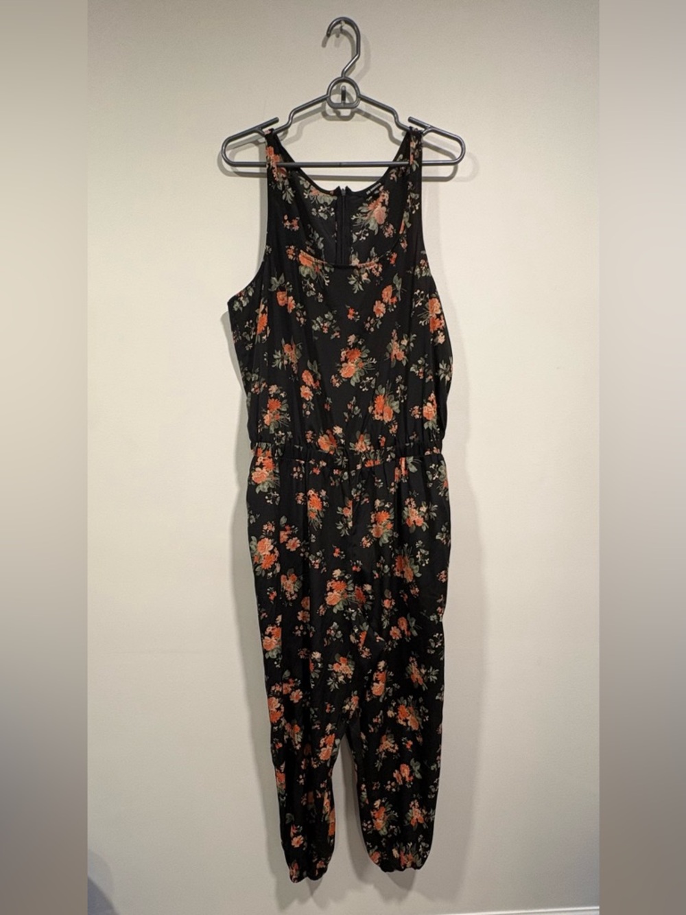 BB Dakota Black Jumpsuit with Orange Floral Print
